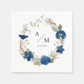 ヴィンテージブルー水色フローラ結婚 スタンダードカクテルナプキン (正面)