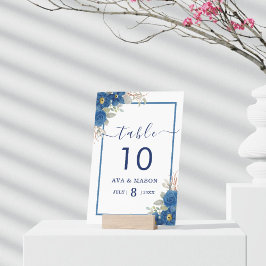 ヴィンテージブルー水色フローラ結婚 テーブルナンバー