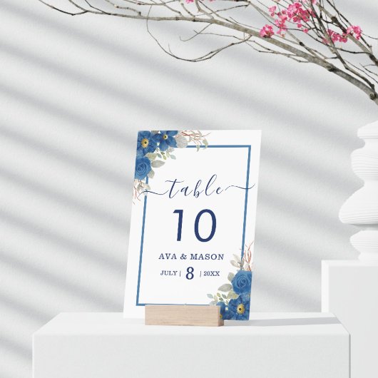 ヴィンテージブルー水色フローラ結婚 テーブルナンバー