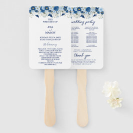 ヴィンテージブルー水色フローラ結婚 ハンドファン