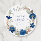 ヴィンテージブルー水色フローラ結婚 フェイバータグ (正面)