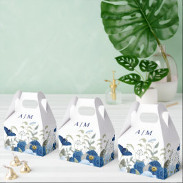 ヴィンテージブルー水色フローラ結婚 フェイバーボックス