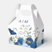 ヴィンテージブルー水色フローラ結婚 フェイバーボックス (正面サイド)