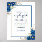 ヴィンテージブルー水色フローラ結婚 ポスター (正面)