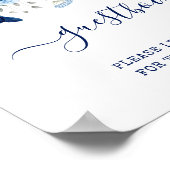 ヴィンテージブルー水色フローラ結婚 ポスター (角)