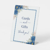 ヴィンテージブルー水色フローラ結婚 台座サイン (正面)