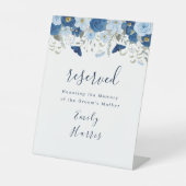 ヴィンテージブルー水色フローラ結婚 台座サイン (正面)