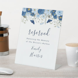 ヴィンテージブルー水色フローラ結婚 台座サイン