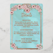 ヴィンテージブルー牡丹フォイルエンクロージャカード 箔招待状 (正面)