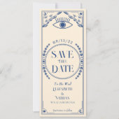 ヴィンテージブルー神秘的なタロットカード日付を保存 招待状 (正面)