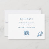 ヴィンテージブルー結婚シーシェルのQRコード 出欠カード (正面)