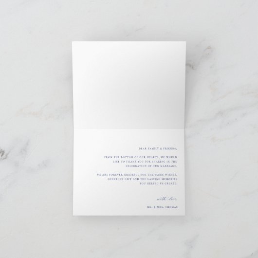 ヴィンテージブルー結婚フローラの写真 サンキューカード (内部)