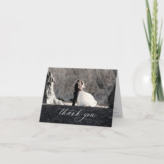 ヴィンテージブルー結婚フローラの写真 サンキューカード (正面)