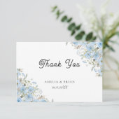 ヴィンテージブルー結婚フローラサンキューカード サンキューカード (スタンド正面)