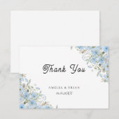 ヴィンテージブルー結婚フローラサンキューカード サンキューカード (正面/裏面)