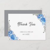 ヴィンテージブルー結婚フローラサンキューカード サンキューカード (正面/裏面)