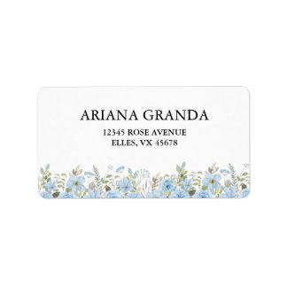 ヴィンテージブルー結婚フローラ差出人住所ラベル ラベル