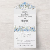ヴィンテージブルー結婚フローラ オールインワン招待状 (内側)