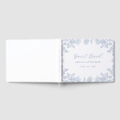 ヴィンテージブルー結婚フローラ ゲストブック (全面)