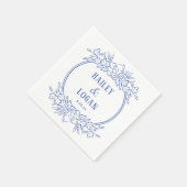 ヴィンテージブルー結婚フローラ スタンダードカクテルナプキン (角)