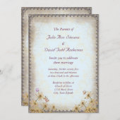 ヴィンテージブルー結婚フローラ 招待状 (正面/裏面)