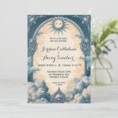 ヴィンテージブルー結婚式招待状とSun and Cloud 招待状 (スタンド正面)