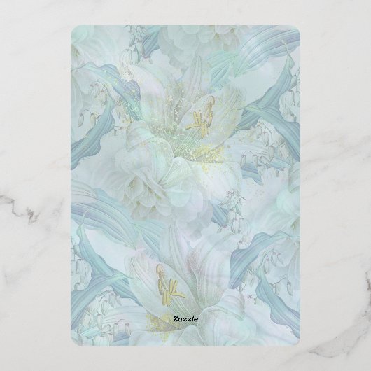 ヴィンテージブルー結婚牡丹フォイル招待状 箔招待状 (裏面)