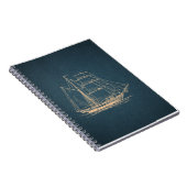 ヴィンテージブルー航海のセイボートアート ノートブック (右側)