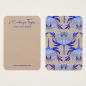 ヴィンテージブルー花カスタムイヤリング表示カード (正面&裏面)