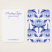 ヴィンテージブルー花カスタムイヤリング表示カード (正面&裏面)