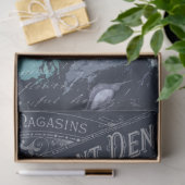 ヴィンテージブルー花模様とエフフランスのエメラデクページ 薄葉紙 (ギフト)