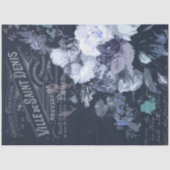 ヴィンテージブルー花模様とエフフランスのエメラデクページ 薄葉紙 (正面)