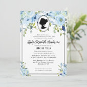ヴィンテージブルー花模様ハイティーブライダルシャワー 招待状 (スタンド正面)
