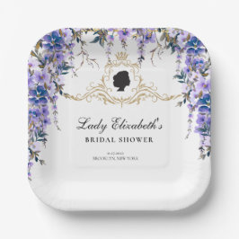 ヴィンテージブルー花模様ブリジガートンブライダルシャワー ペーパープレート