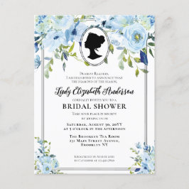 ヴィンテージブルー花模様ブリジガートンブライダルシャワー ポストカード