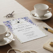 ヴィンテージブルー花模様ブリジガートンブライダルシャワー 招待状