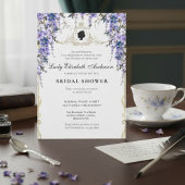 ヴィンテージブルー花模様ブリジガートンブライダルシャワー 招待状