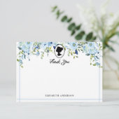 ヴィンテージブルー花模様リージェンシーエラブライダルシャワー サンキューカード (スタンド正面)