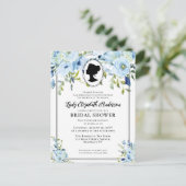 ヴィンテージブルー花模様リージェンシーエラブライダルシャワー ポストカード (スタンド正面)