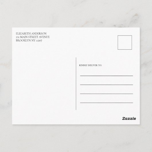 ヴィンテージブルー花模様リージェンシーエラブライダルシャワー ポストカード (裏面)