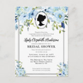 ヴィンテージブルー花模様リージェンシーエラブライダルシャワー ポストカード (正面)