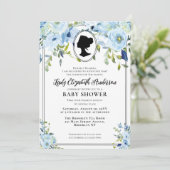 ヴィンテージブルー花模様リージェンシーソサエティーベイビーシャワー 招待状 (スタンド正面)
