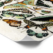 ヴィンテージブルー蝶ウォールアート ポスター (角)