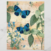 ヴィンテージブルー蝶スクラップブック紙 (正面)