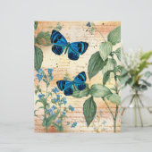 ヴィンテージブルー蝶スクラップブック紙 (スタンド正面)