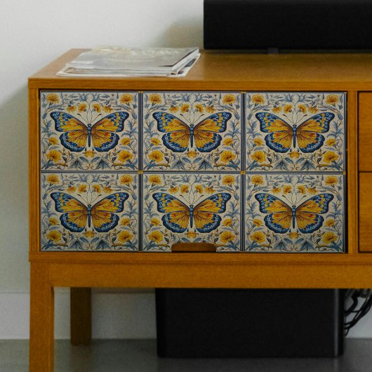 ヴィンテージブルー蝶デクページティッシュペーパー 薄葉紙