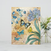 ヴィンテージブルー蝶フローラスクラップブック紙 (スタンド正面)