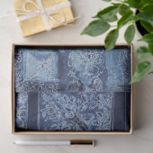 ヴィンテージブルー装飾建築デザイン 薄葉紙 (ギフト)