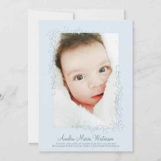 ヴィンテージブルー誕生発表少年 招待状 (正面)