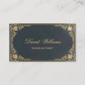 ヴィンテージブルー金ゴールドエレガントフレーム書 名刺 (正面)